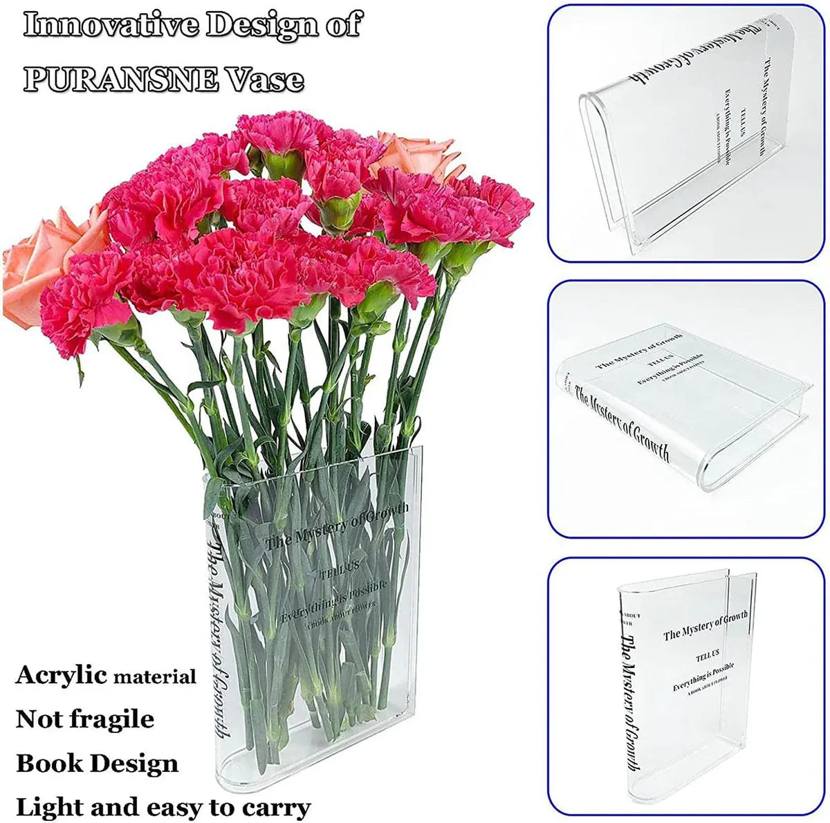 Clear Acrylic Book Vase, 18 x 15 cm