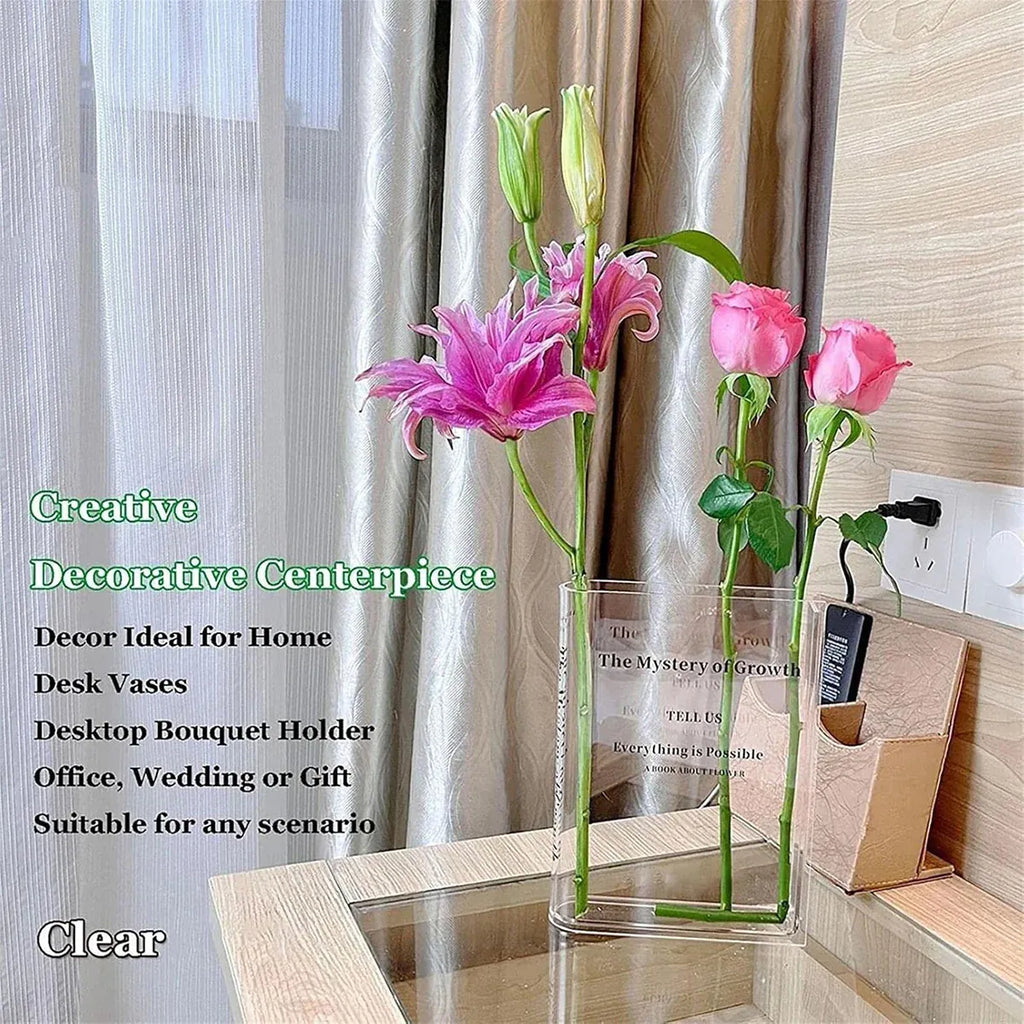 Clear Acrylic Book Vase, 18 x 15 cm