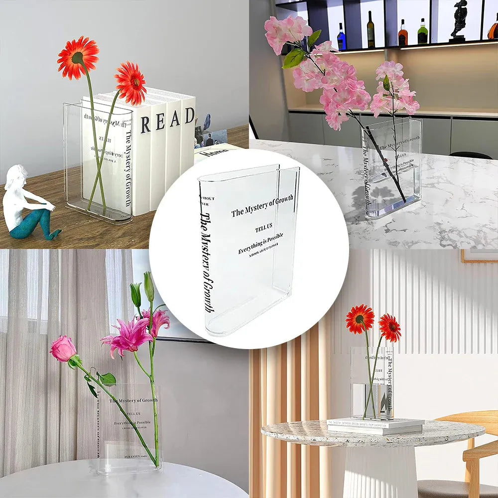 Clear Acrylic Book Vase, 18 x 15 cm