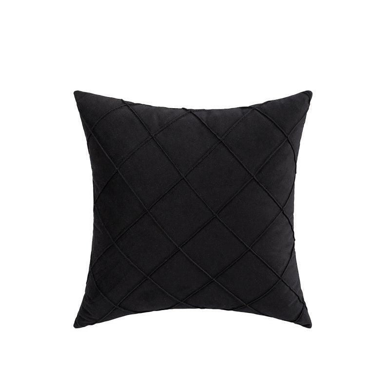 Pleated Checked Velvet Cushion Cover, 45 x 45 cm