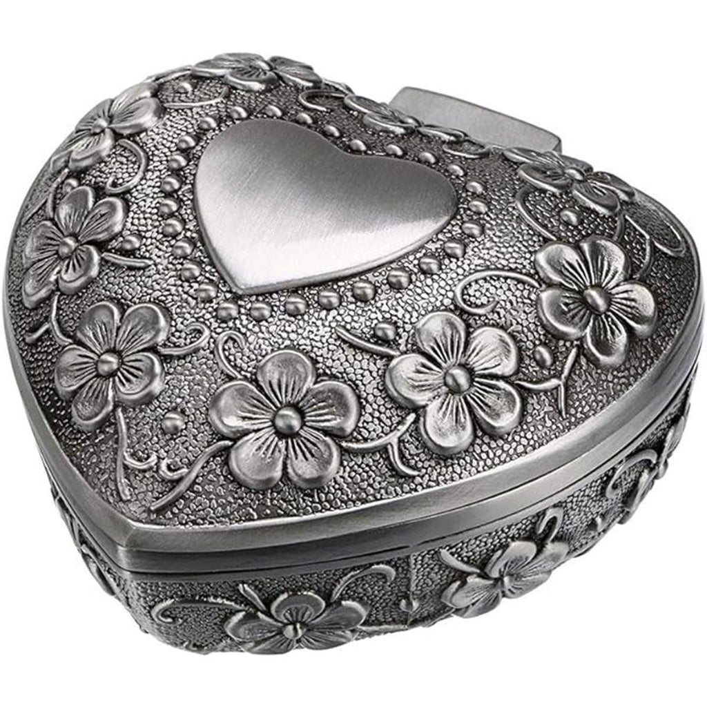 Vintage Heart Shaped Metal Trinket Box, 6 x 3.4 cm