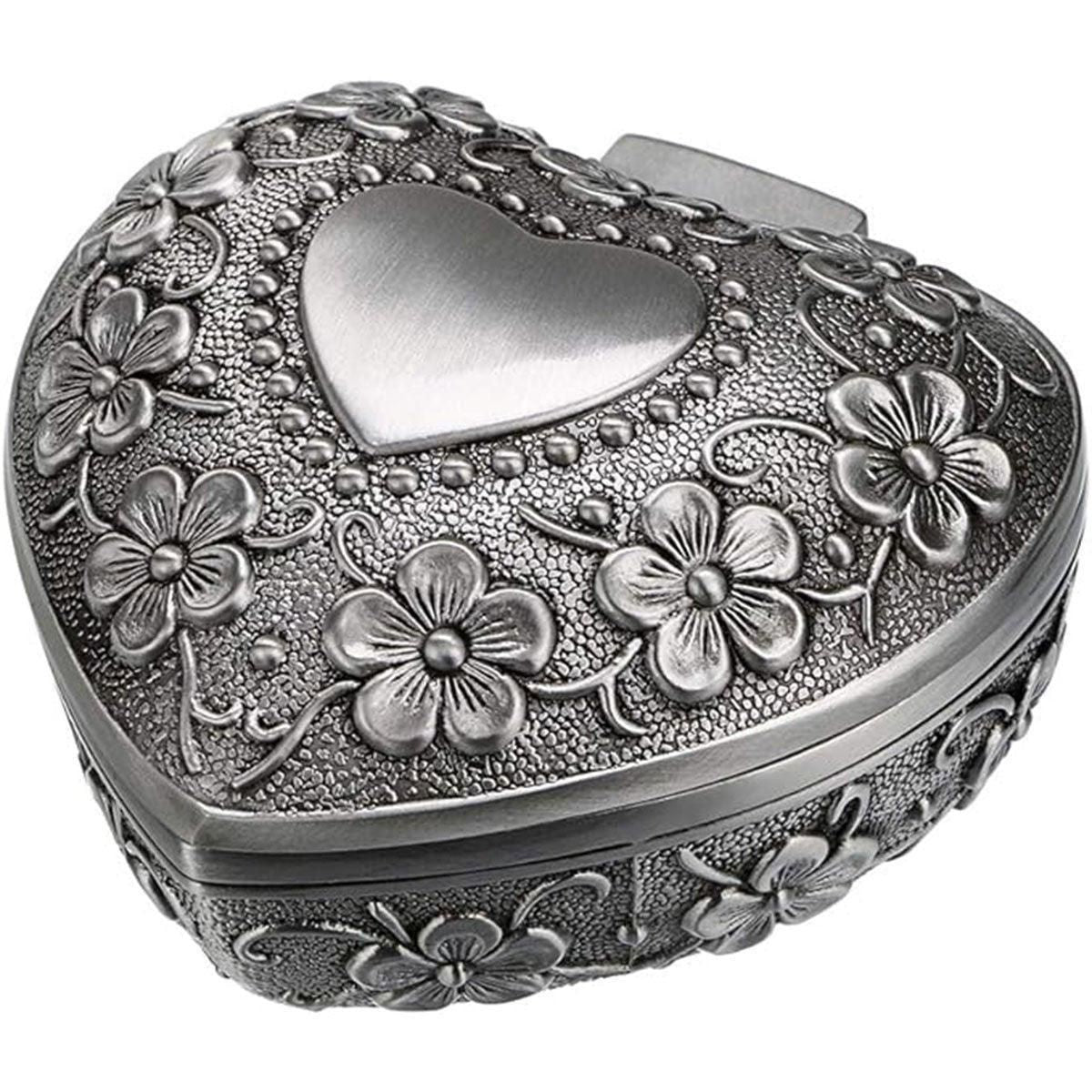 Vintage Heart Shaped Metal Trinket Box, 6 x 3.4 cm