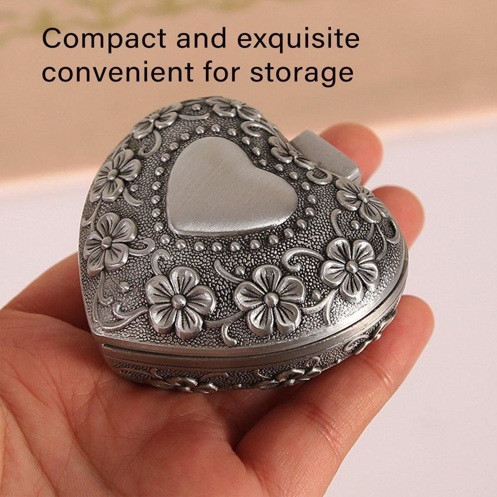 Vintage Heart Shaped Metal Trinket Box, 6 x 3.4 cm