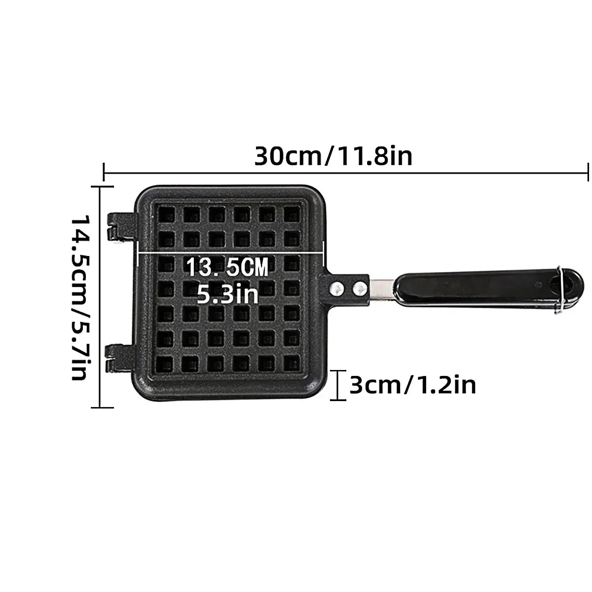 Non-Stick Stovetop Waffle Pan with Handle