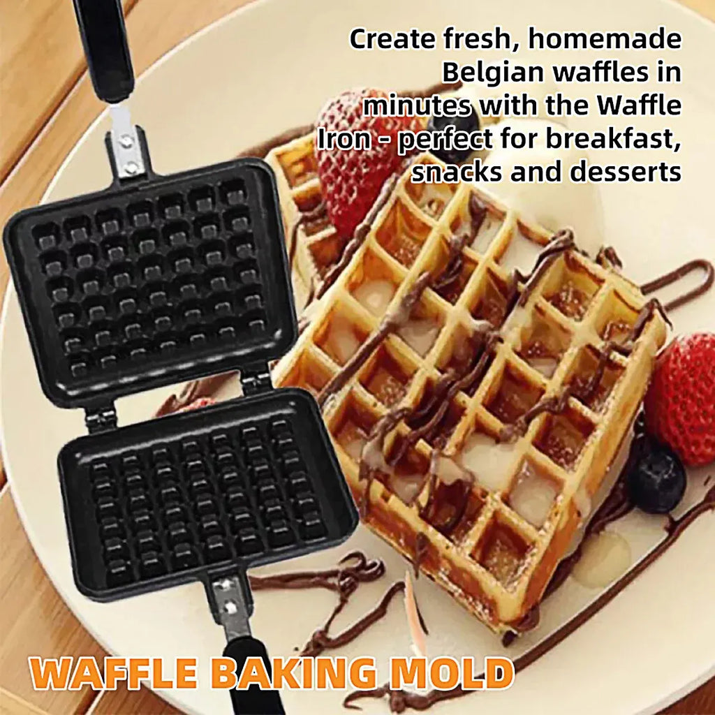 Non-Stick Stovetop Waffle Pan with Handle