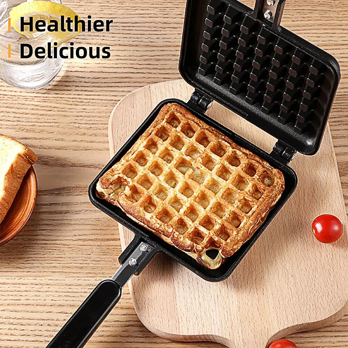 Non-Stick Stovetop Waffle Pan with Handle