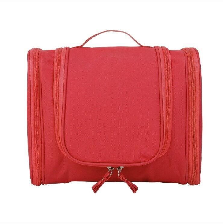 Hanging Nylon Toiletry Bag with Hook, 24 x 10 x 25 cm, Red