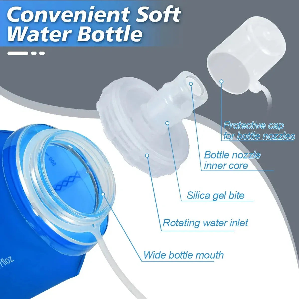 Sports Folding Soft Water Bottle Running Portable Outdoor Large