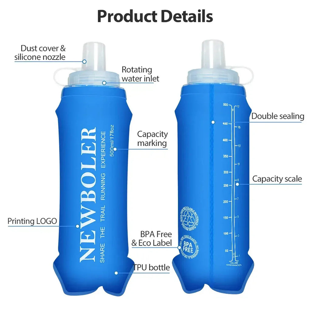 Sports Folding Soft Water Bottle Running Portable Outdoor Large
