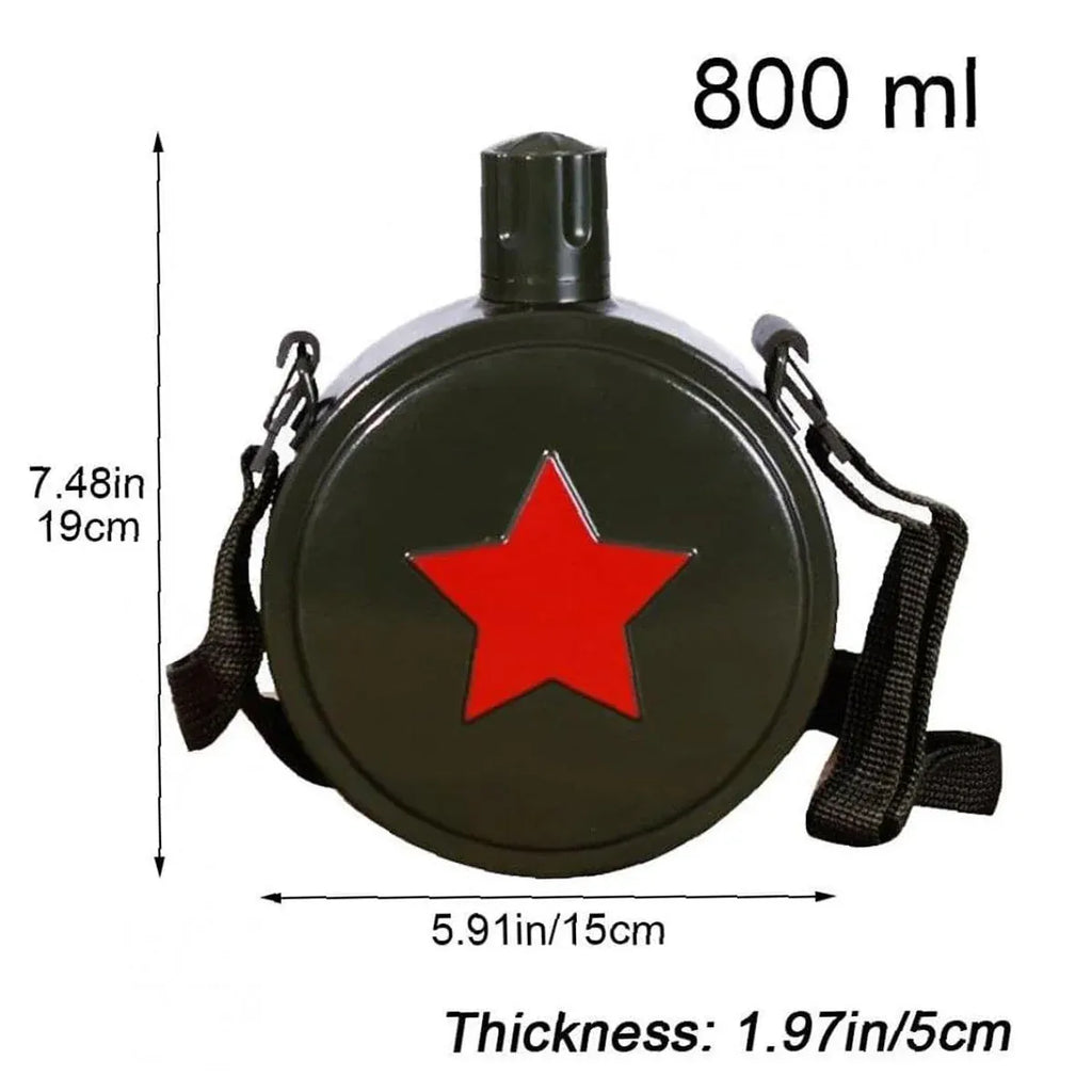 Outdoor Red Five Star Water Bottle Portable Camping Hiking