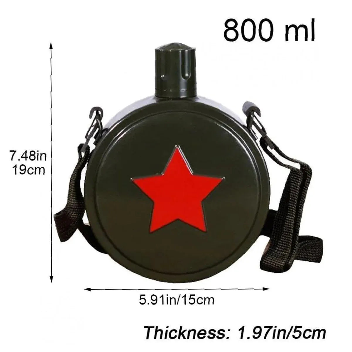 Outdoor Red Five Star Water Bottle Portable Camping Hiking