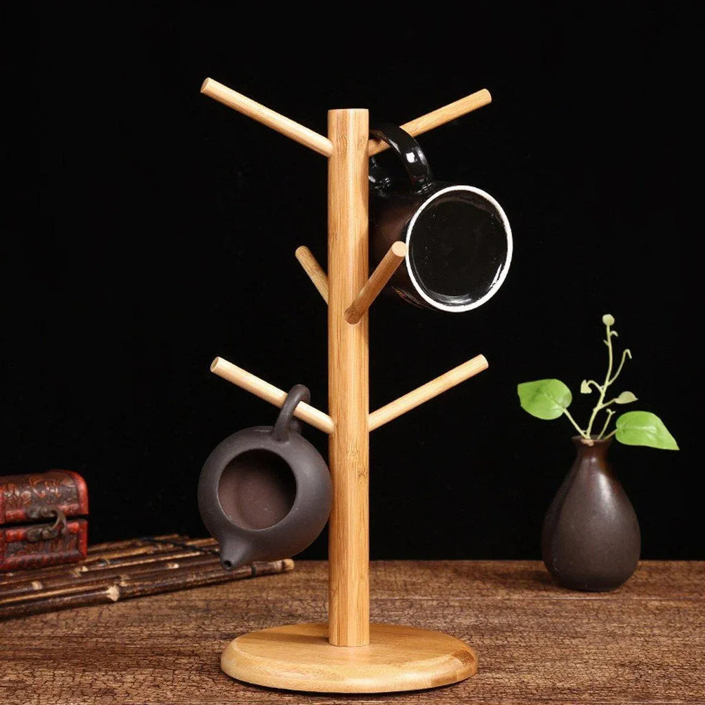 Bamboo Mug Tree Cup Holder, 6 Branches, 33 cm