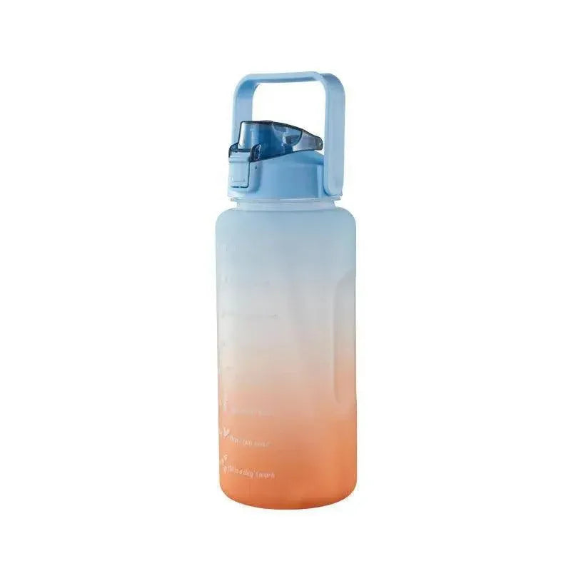 2L Large Water Bottle Straw Time Gradient Cup Fitness Jugs Sport Gym