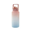 2L Large Water Bottle Straw Time Gradient Cup Fitness Jugs Sport