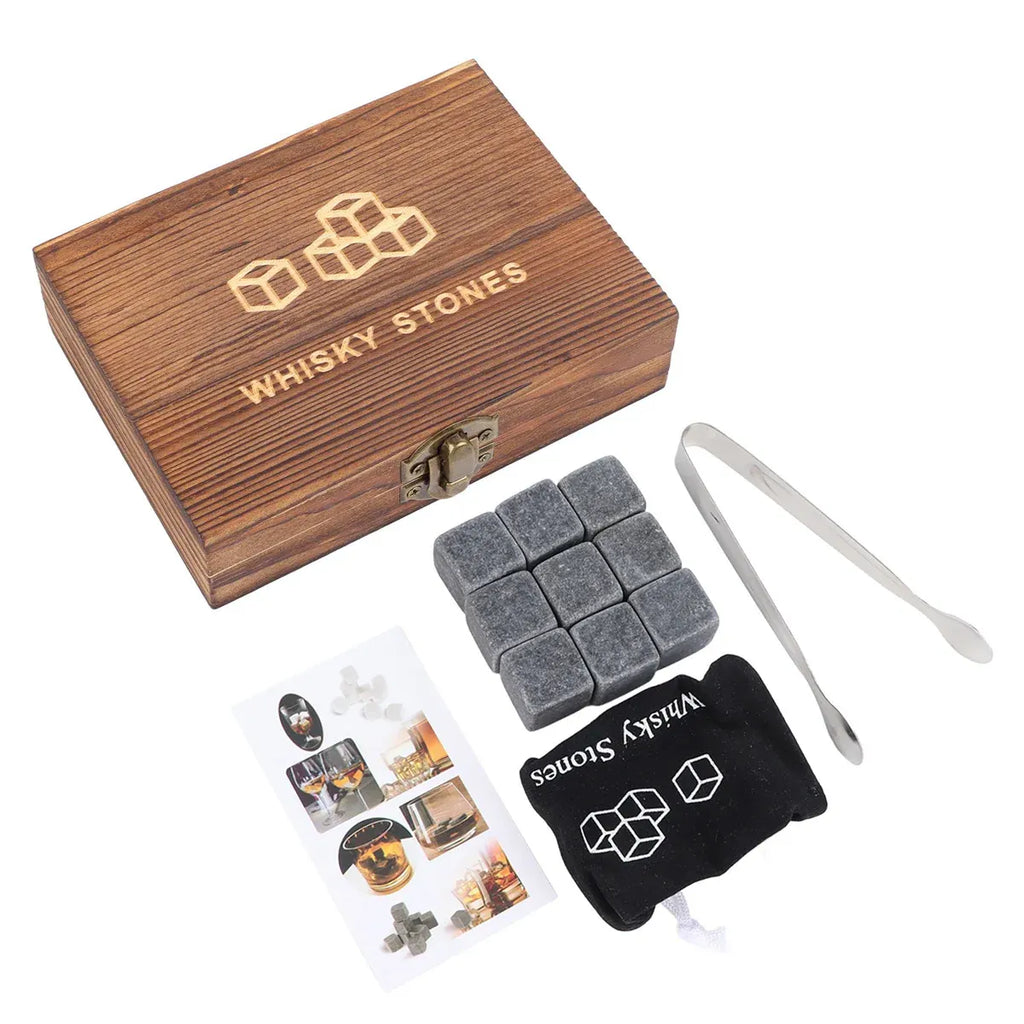 Ice Wine Stone Wooden Box Wine Set Wine Accessory Gift Box Portable