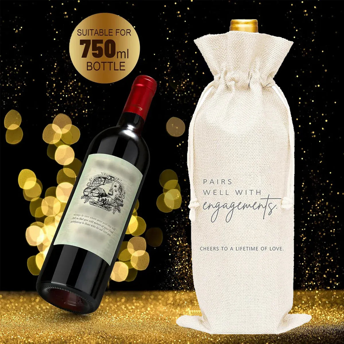 10CPS Wine Bottle Gift Bag Single Bottole for Christmas Birthday