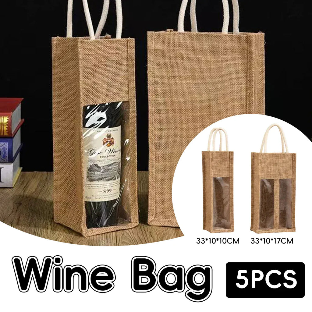 5PCS Wine Bottle Bags Tote Carrier Gift Bag Durable Single or Double