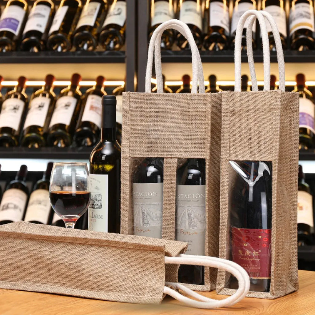 5PCS Wine Bottle Bags Tote Carrier Gift Bag Durable Single or Double