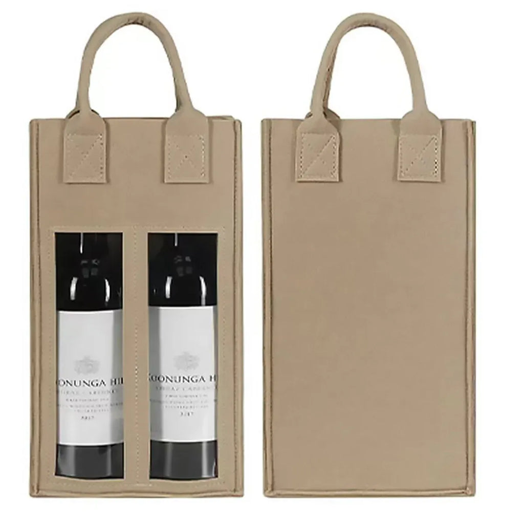 5PCS Handheld Wine Gift Bags Double-Bottle Design with Clear Window