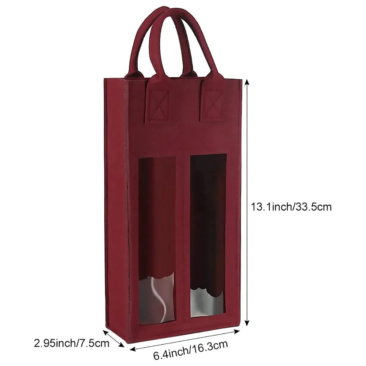 5PCS Handheld Wine Gift Bags Double-Bottle Design with Clear Window