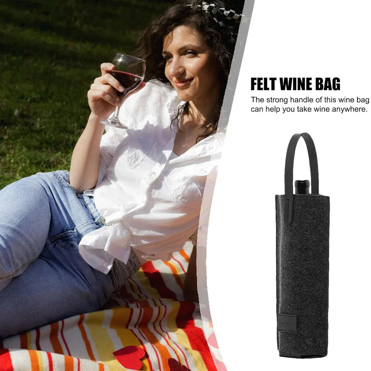 Single Bottle Wine Tote Carrier with Handle