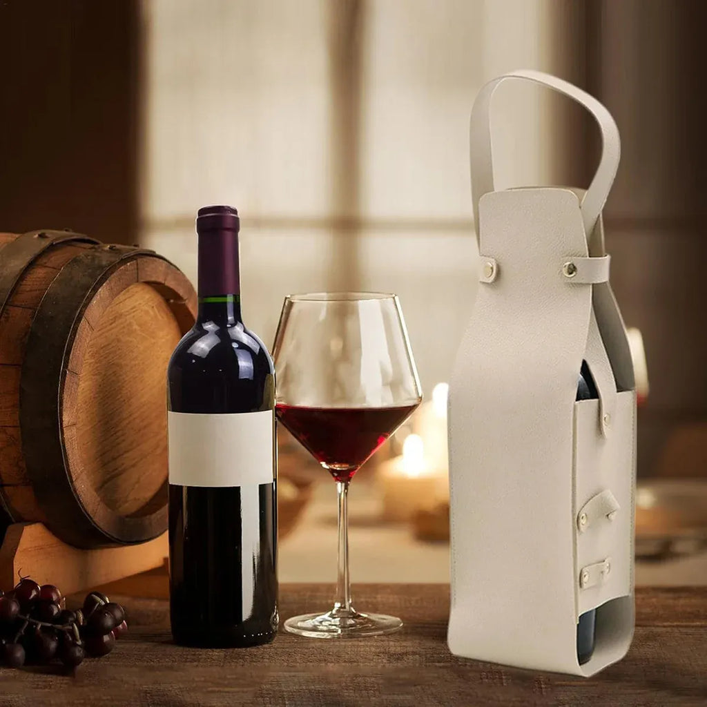 2PCS Wine Tote Bag PU Leather with Handle Durable for Party Gift