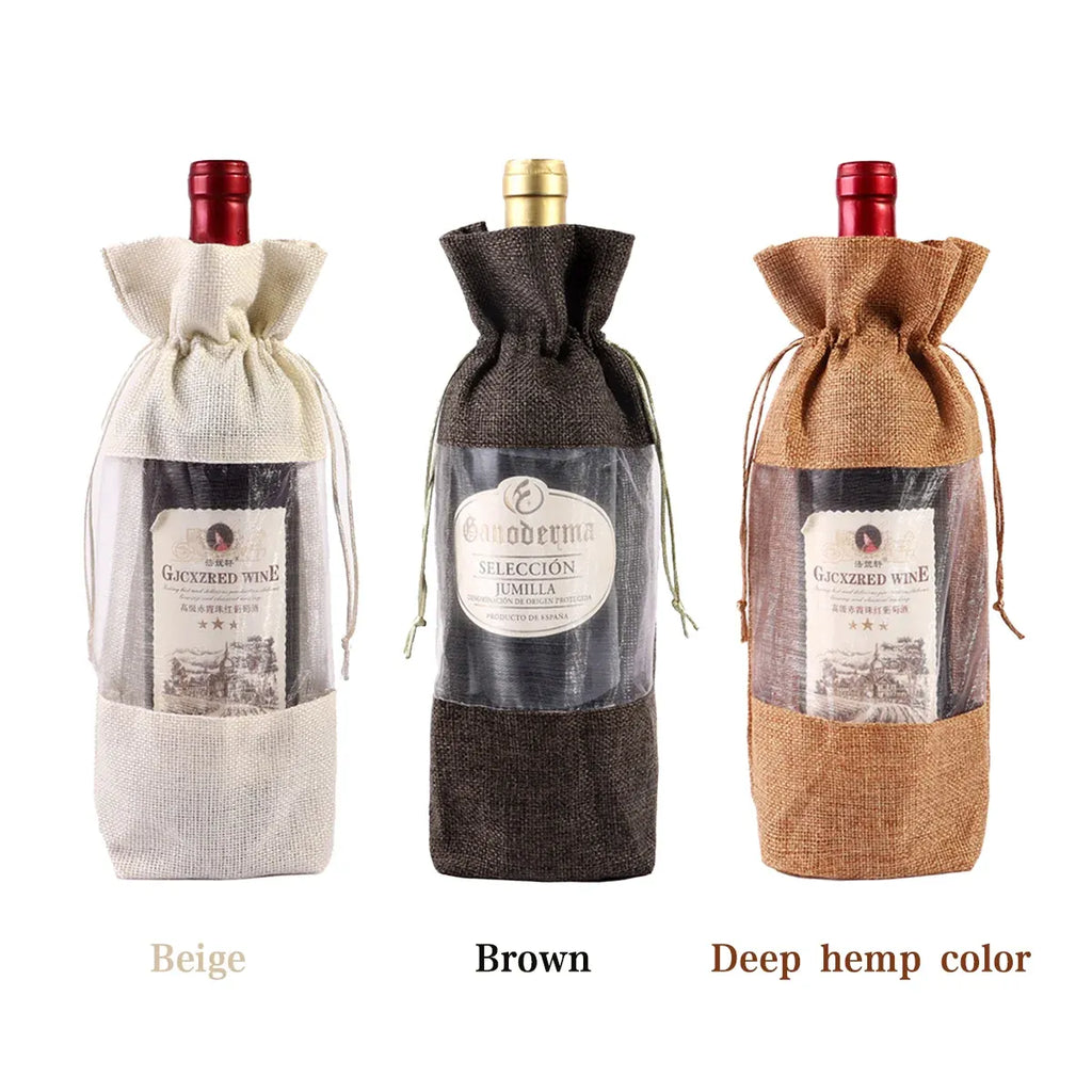 10PCS Wine Gift Bags with Clear Window for Wine Bottle Packaging