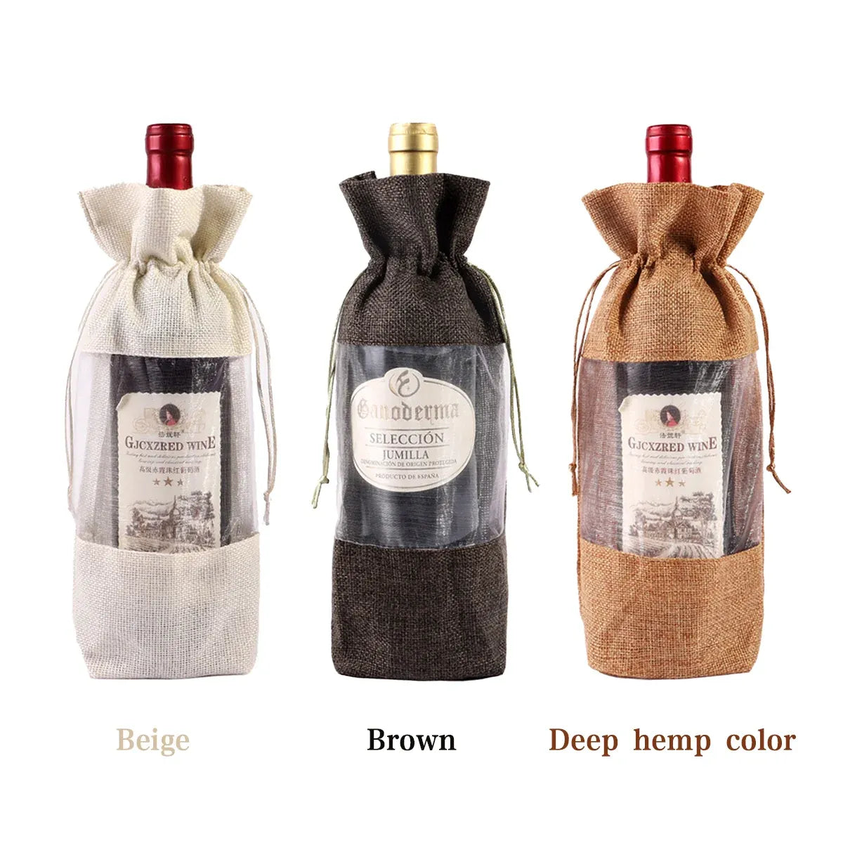 10PCS Wine Gift Bags with Clear Window for Wine Bottle Packaging