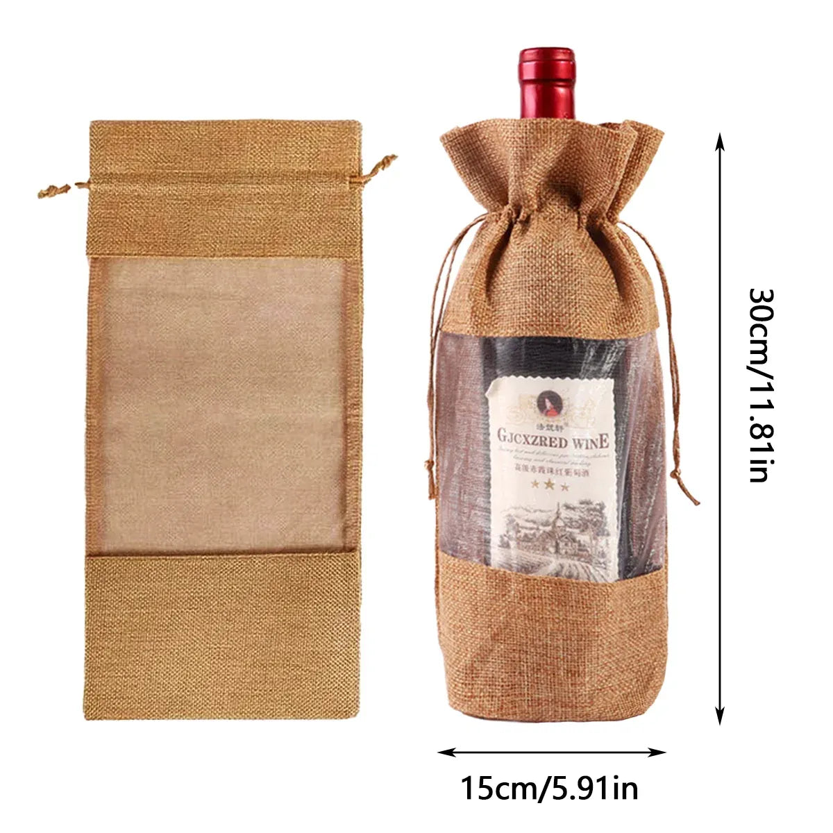 10PCS Wine Gift Bags with Clear Window for Wine Bottle Packaging