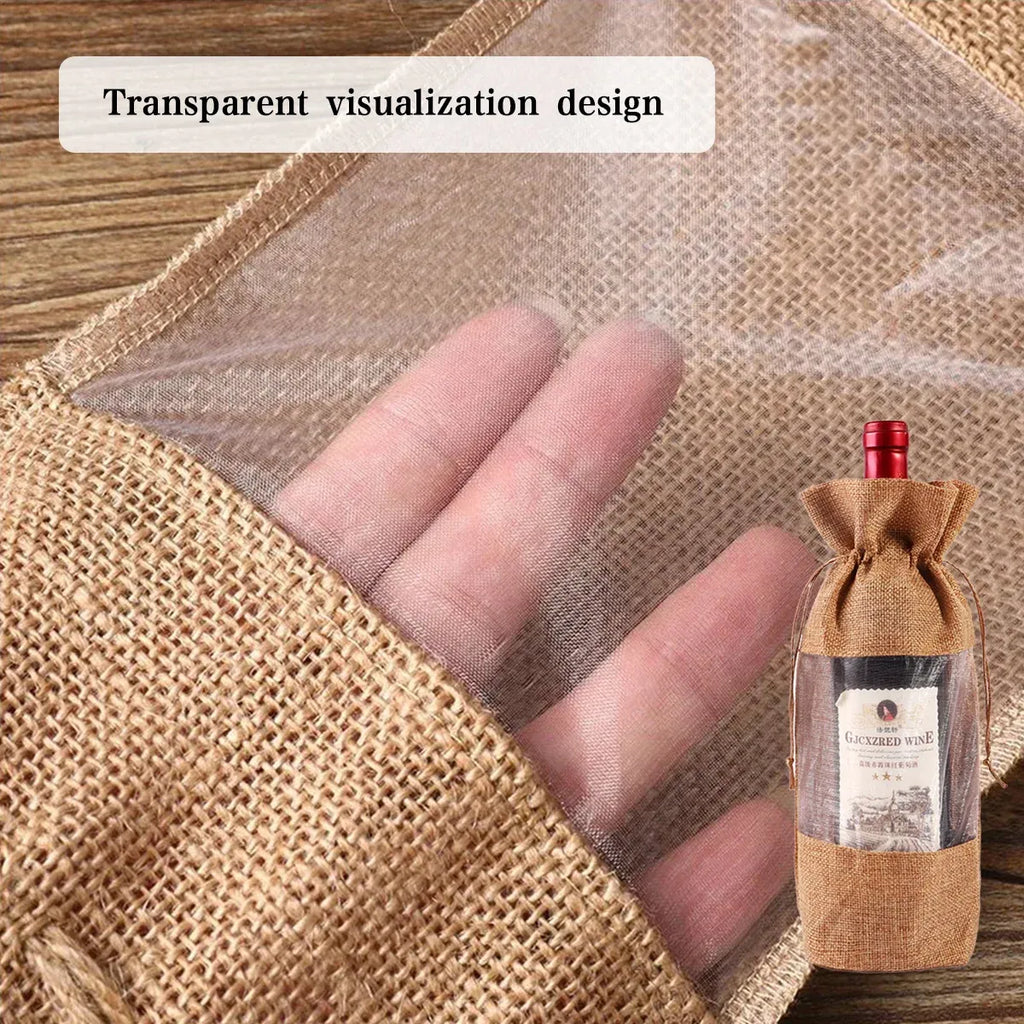 10PCS Wine Gift Bags with Clear Window for Wine Bottle Packaging