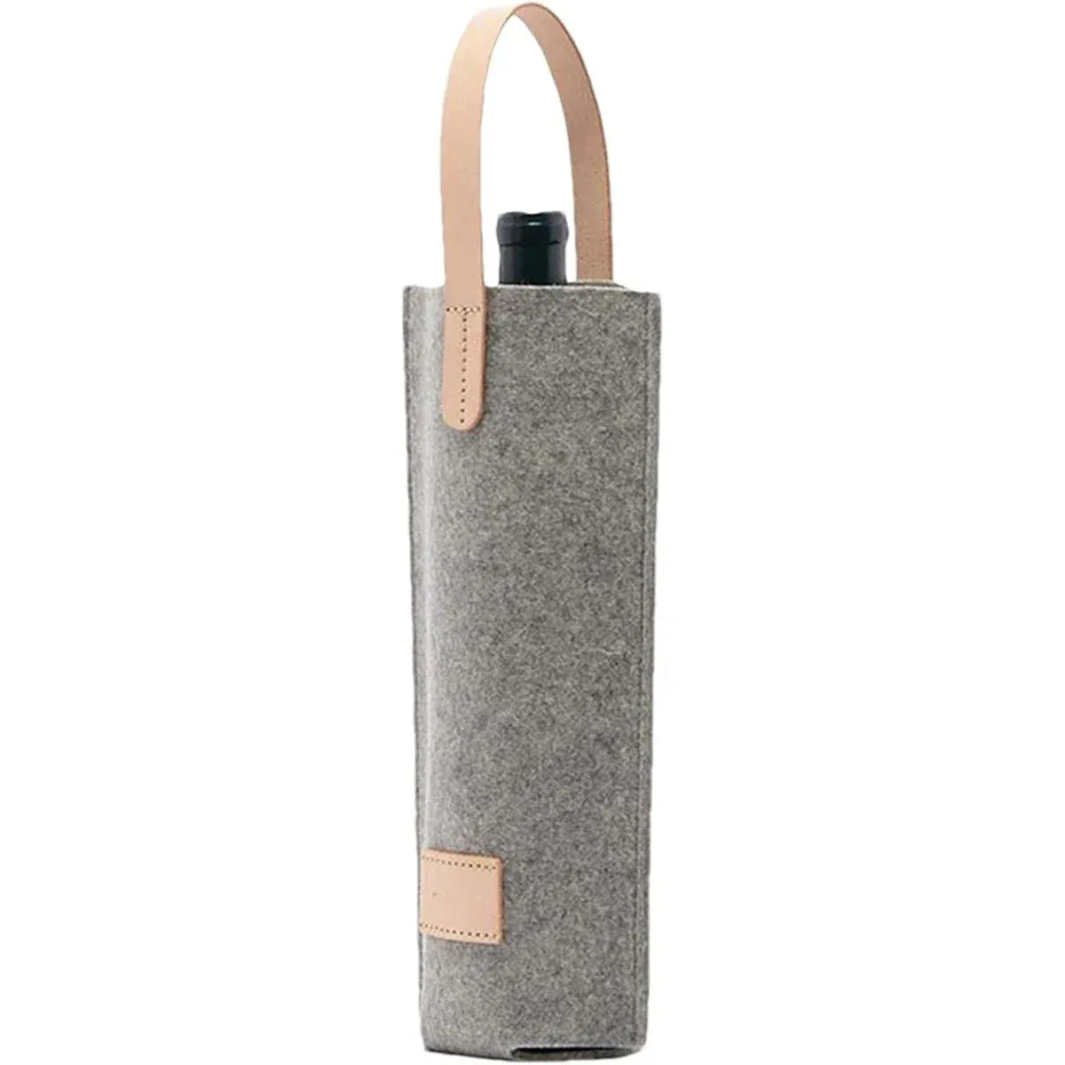 Single Bottle Wine Tote Carrier with Handle, Grey, 793446