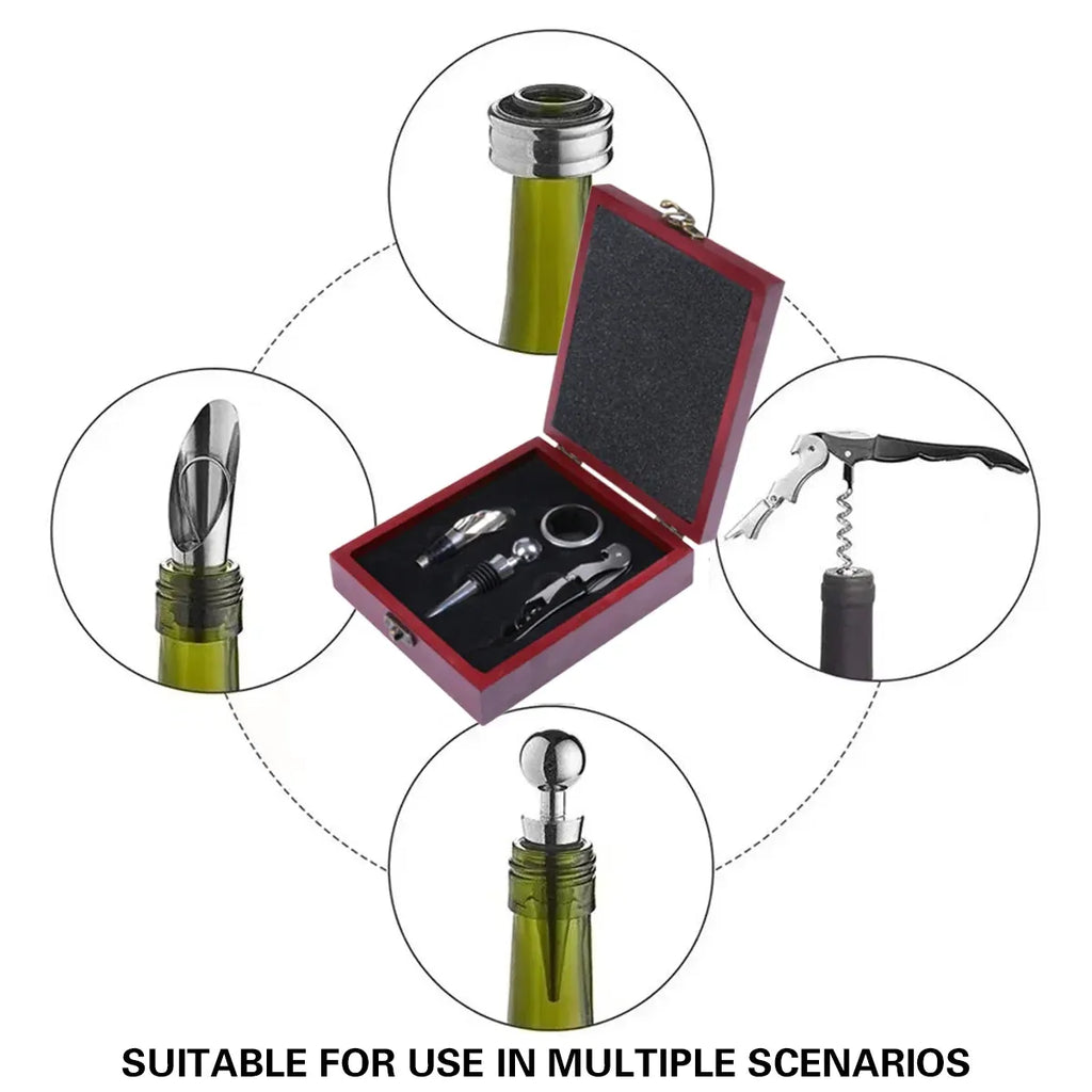 4PCS Wine Opener Set Stainless Steel Durable for Home Bar Wine Lovers