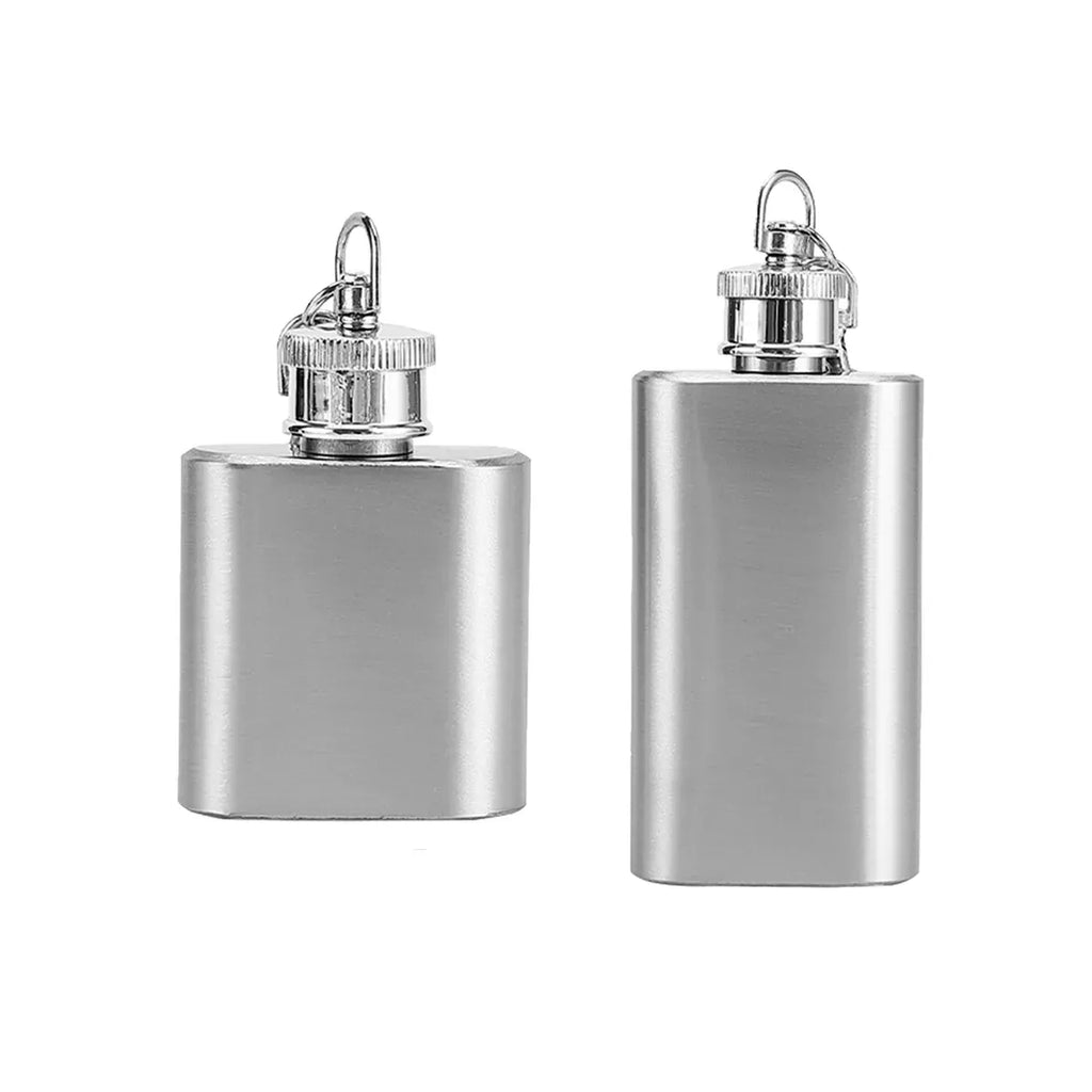Mini Stainless Steel Keychain Hip Flasks, 3 Pack, 1 oz