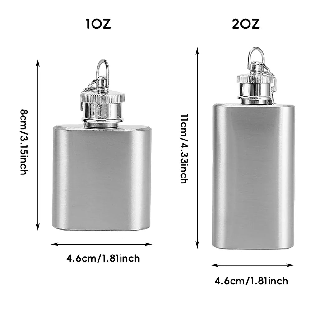 Mini Stainless Steel Keychain Hip Flasks, 3 Pack, 1 oz
