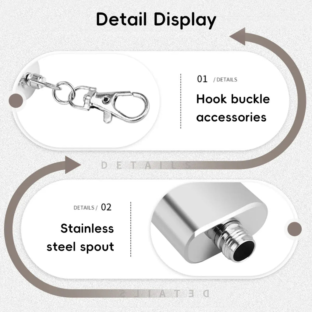 Mini Stainless Steel Keychain Hip Flasks, 3 Pack, 1 oz