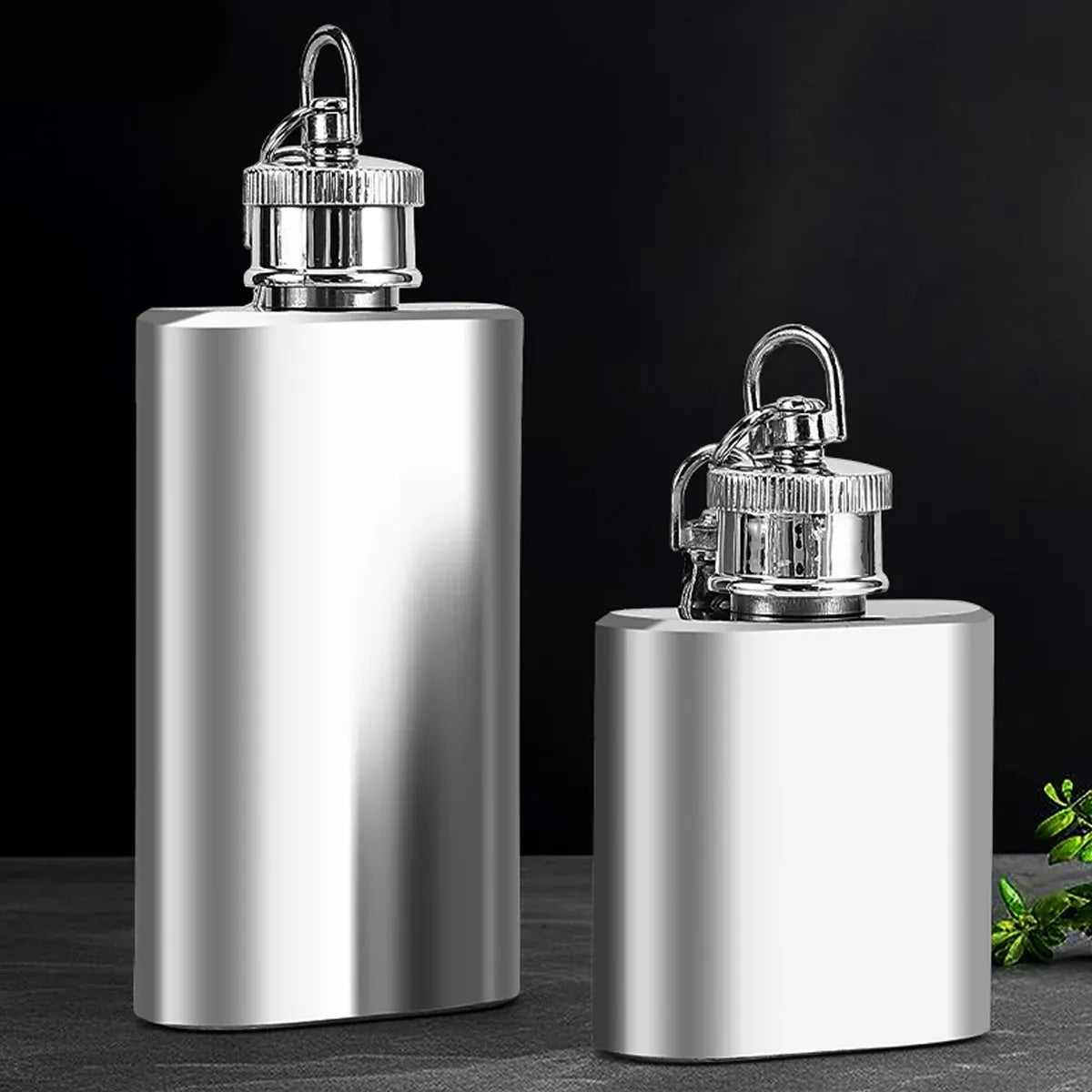 Mini Stainless Steel Keychain Hip Flasks, 3 Pack, 1 oz