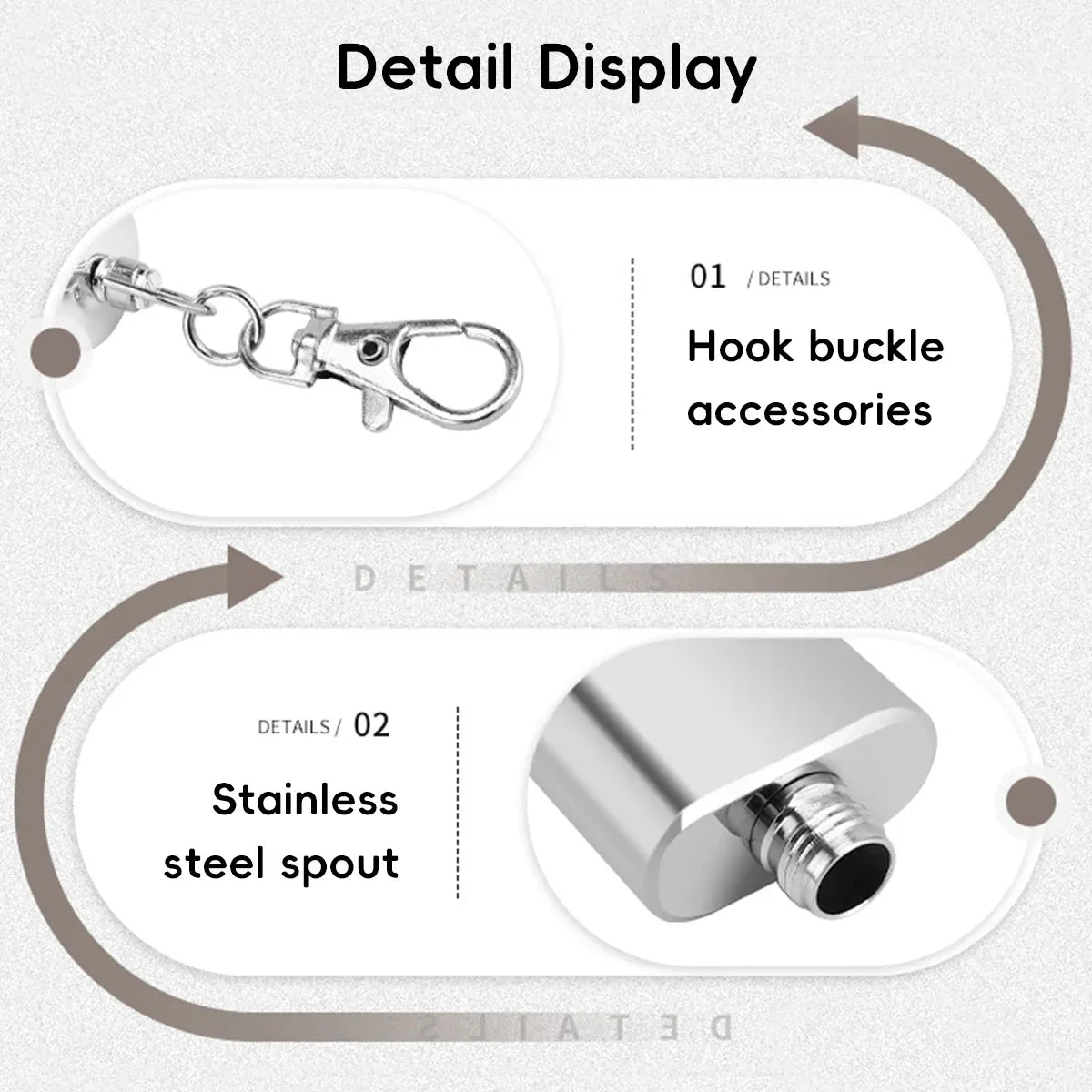Mini Stainless Steel Keychain Hip Flasks, 3 Pack, 2 oz