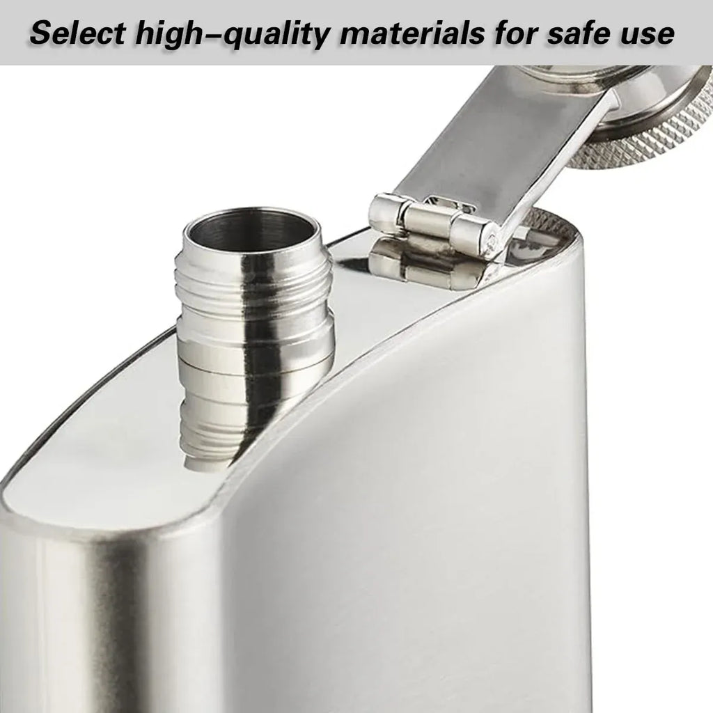 Stainless Steel Hip Flask Gift Set with Funnel and Cups Portable 7oz