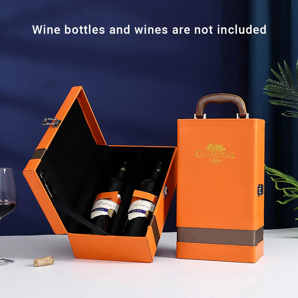 Portable Wine Gift Box Double Bottle with 4 Wine Accessories