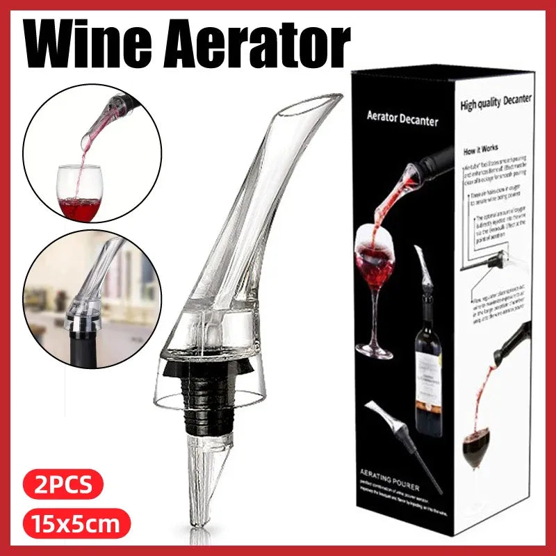 2PCS Portable Wine Decanter Dispenser Aerator Bottle Pourer Set