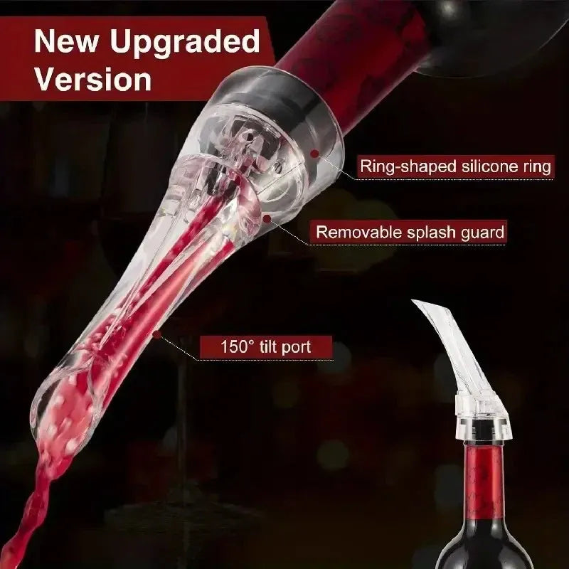 2PCS Portable Wine Decanter Dispenser Aerator Bottle Pourer Set