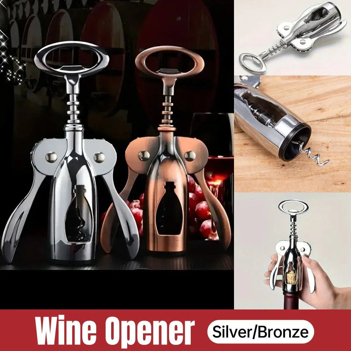 Zinc Alloy Winged Corkscrew and Bottle Opener