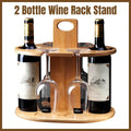 Bamboo Wine Caddy for 2 Bottles and 4 Glasses
