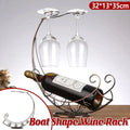 Pirate Ship Iron Wine Rack, 2 Bottles and 2 Glasses