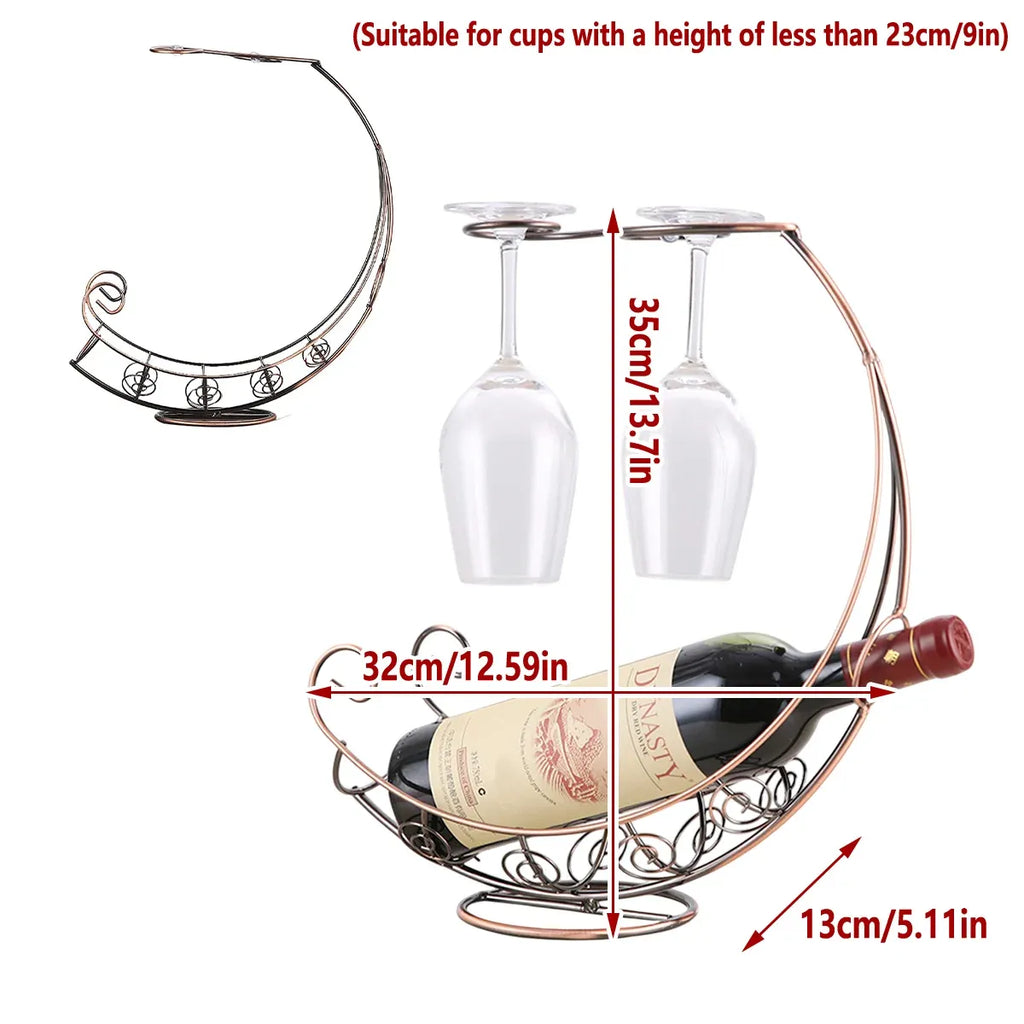 Pirate Ship Iron Wine Rack, 2 Bottles and 2 Glasses