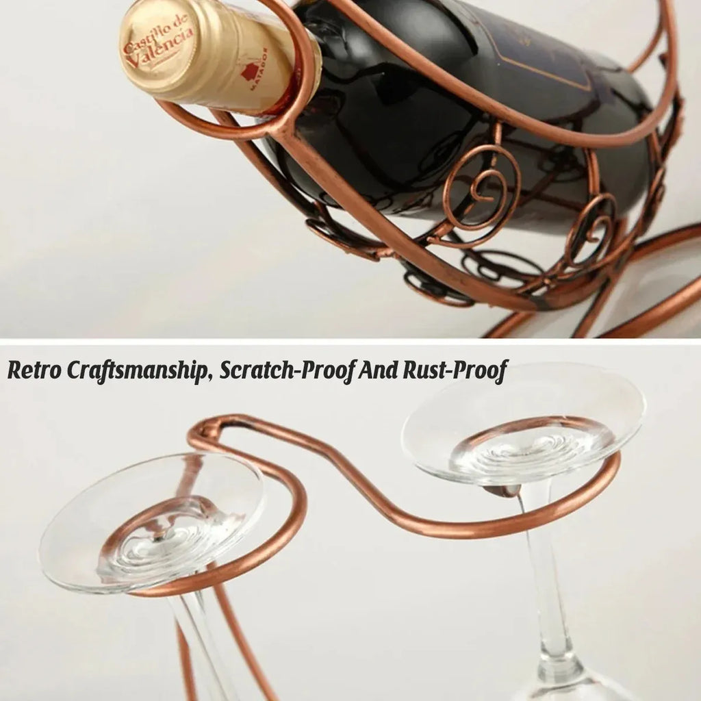 Pirate Ship Iron Wine Rack, 2 Bottles and 2 Glasses