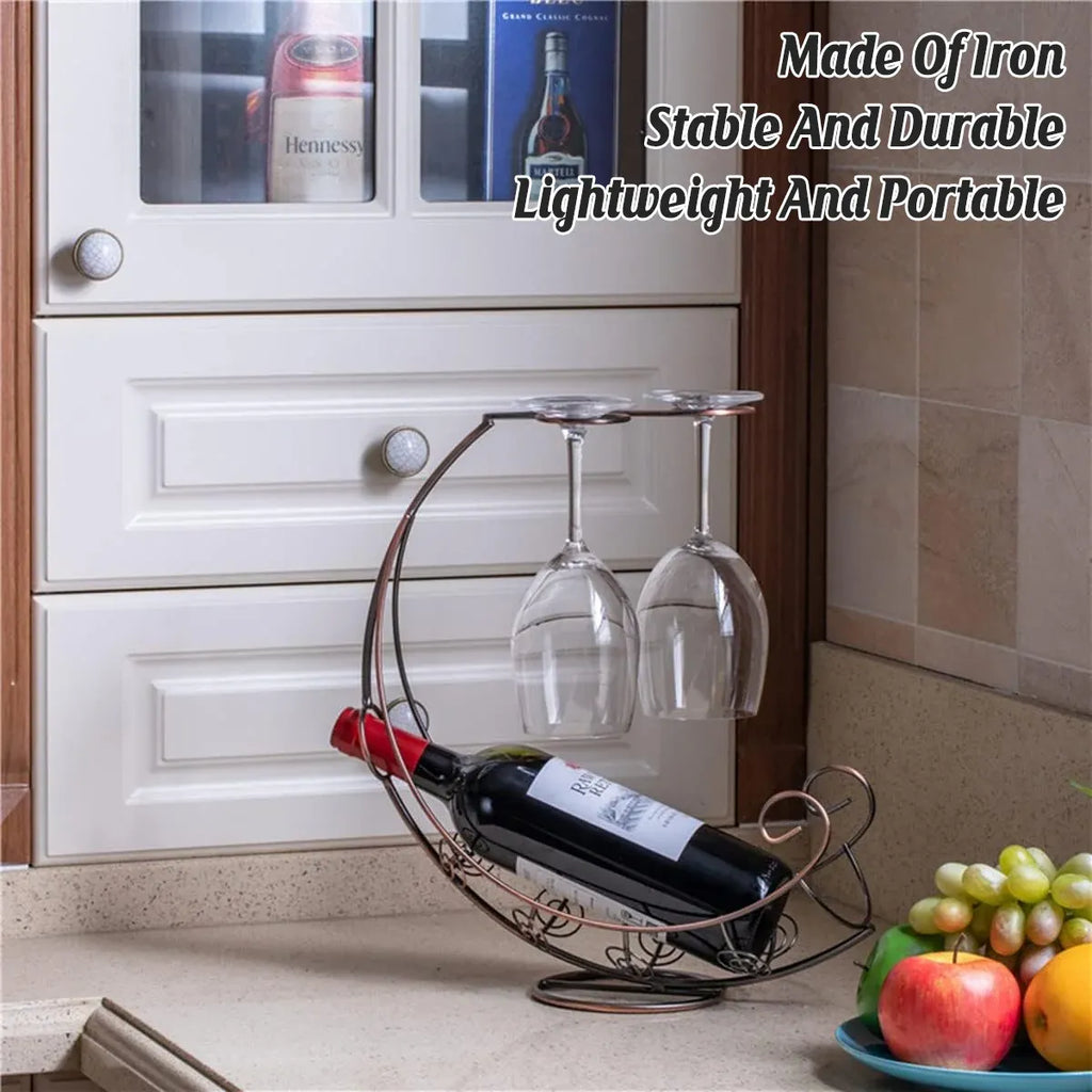 Pirate Ship Iron Wine Rack, 2 Bottles and 2 Glasses