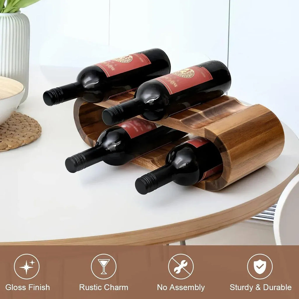 Double Layer Wooden Wine Rack, 8 Bottles