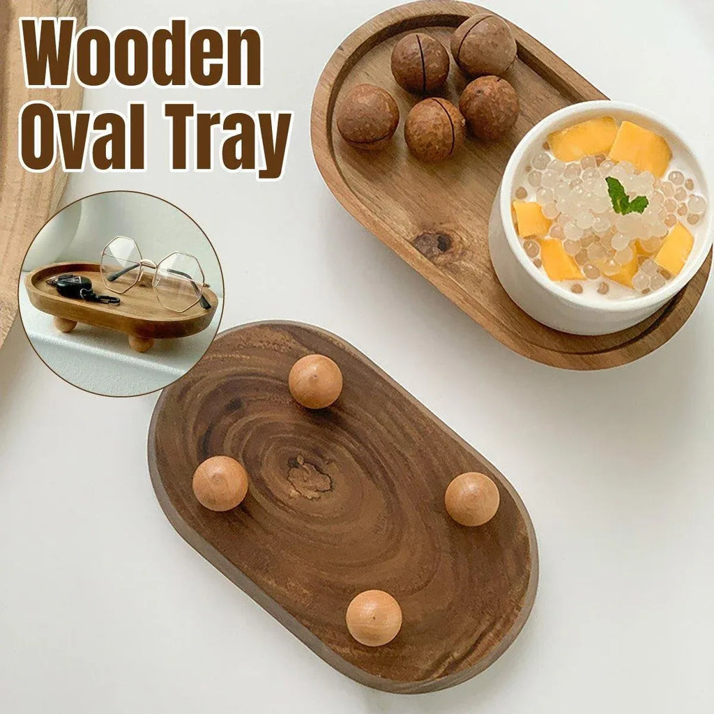 Brown Oval Raised Serving Tray, 19.8 cm