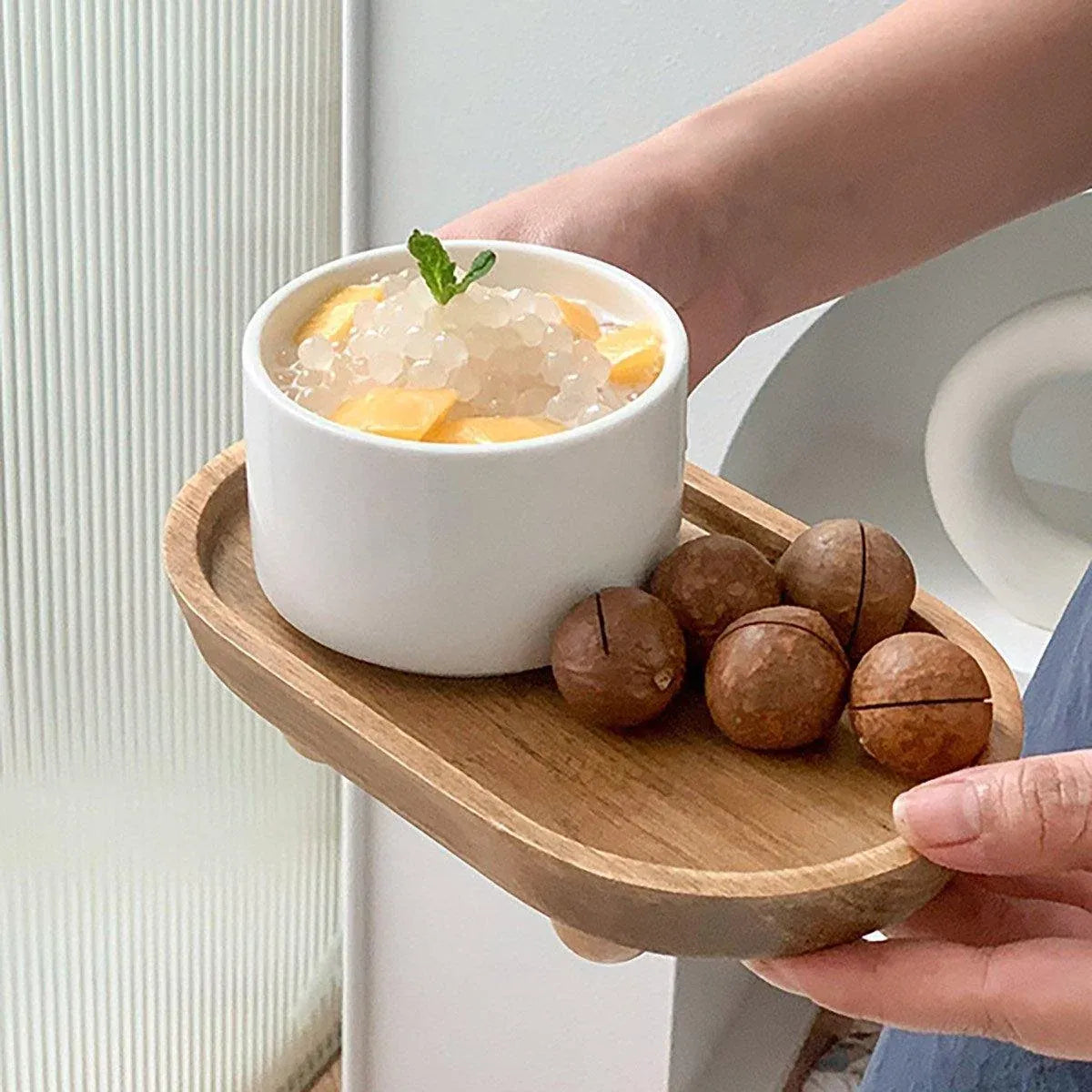 Brown Oval Raised Serving Tray, 19.8 cm